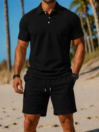 Men's Polo Shirt and Drawstring Shorts Set