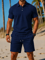 Men's Polo Shirt and Drawstring Shorts Set