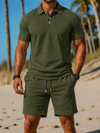 Men's Polo Shirt and Drawstring Shorts Set