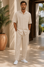 Men's Ribbed Texture Shirt and Trouser Co-Ord Set