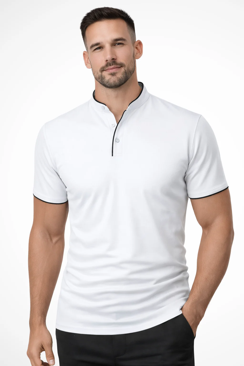 Men's Short-Sleeve Polo Shirt with Contrast Trim