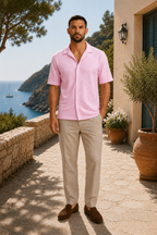 Men's Short Sleeve Shirt with Chevron Pattern