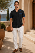 Men's Textured Knit Polo Shirt with Contrast Trim