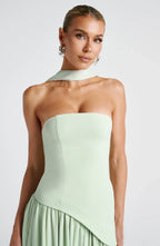 Women's Corset Maxi Dress with Thigh Split and Scarf Detail