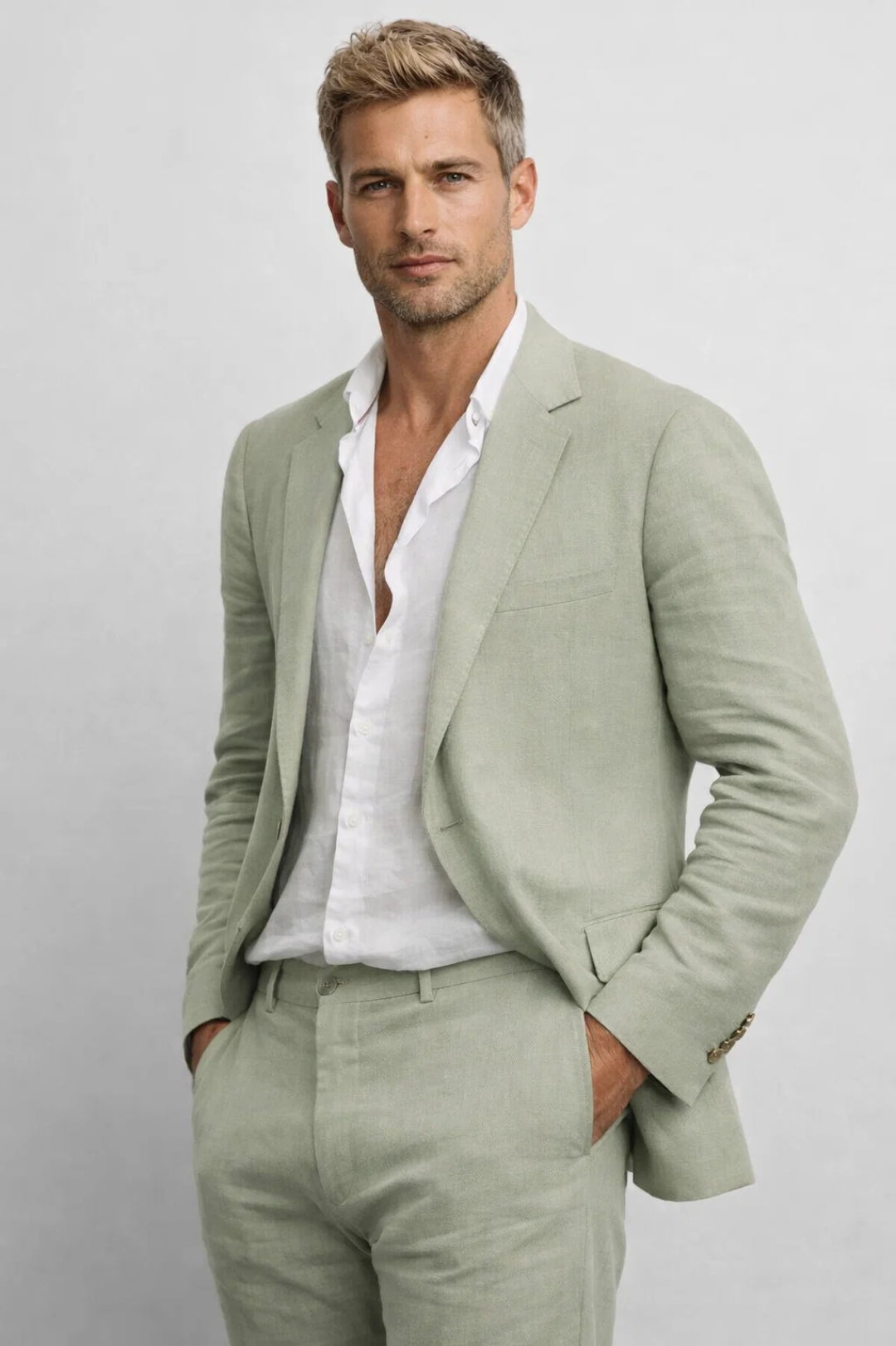 Mens Slim Fit Notched Lapel Straight Leg Two Piece Suit
