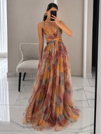 Women's Abstract Print Wrap Maxi Dress