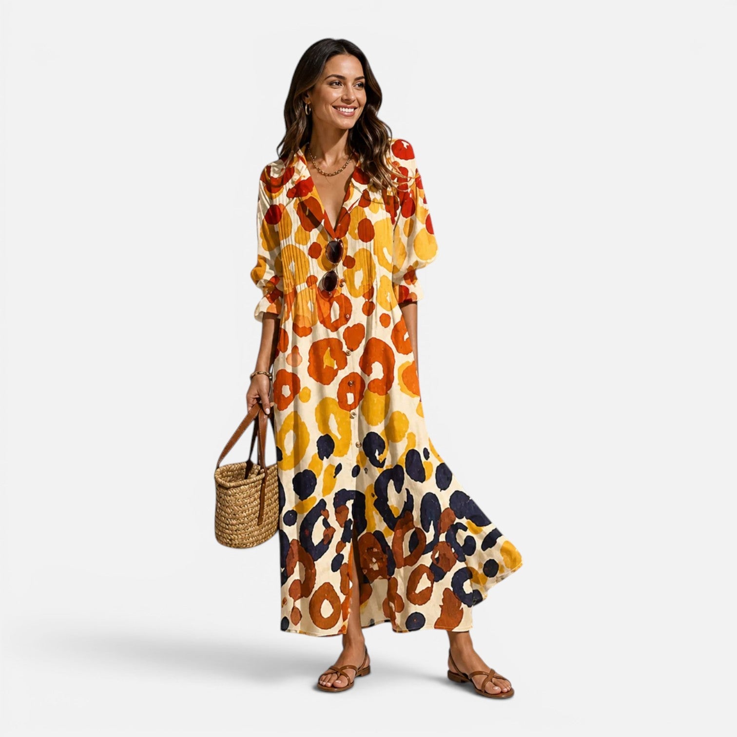 Women’s Bohemian Button Maxi Dress