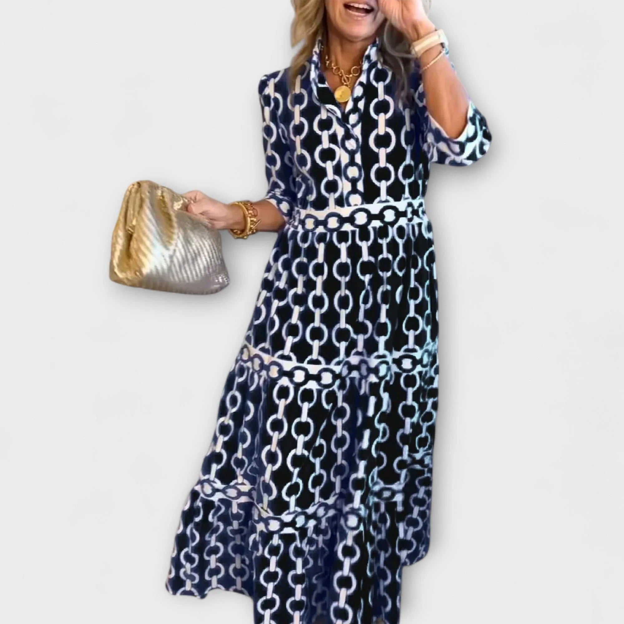 Women's Chain Link Print Midi Dress