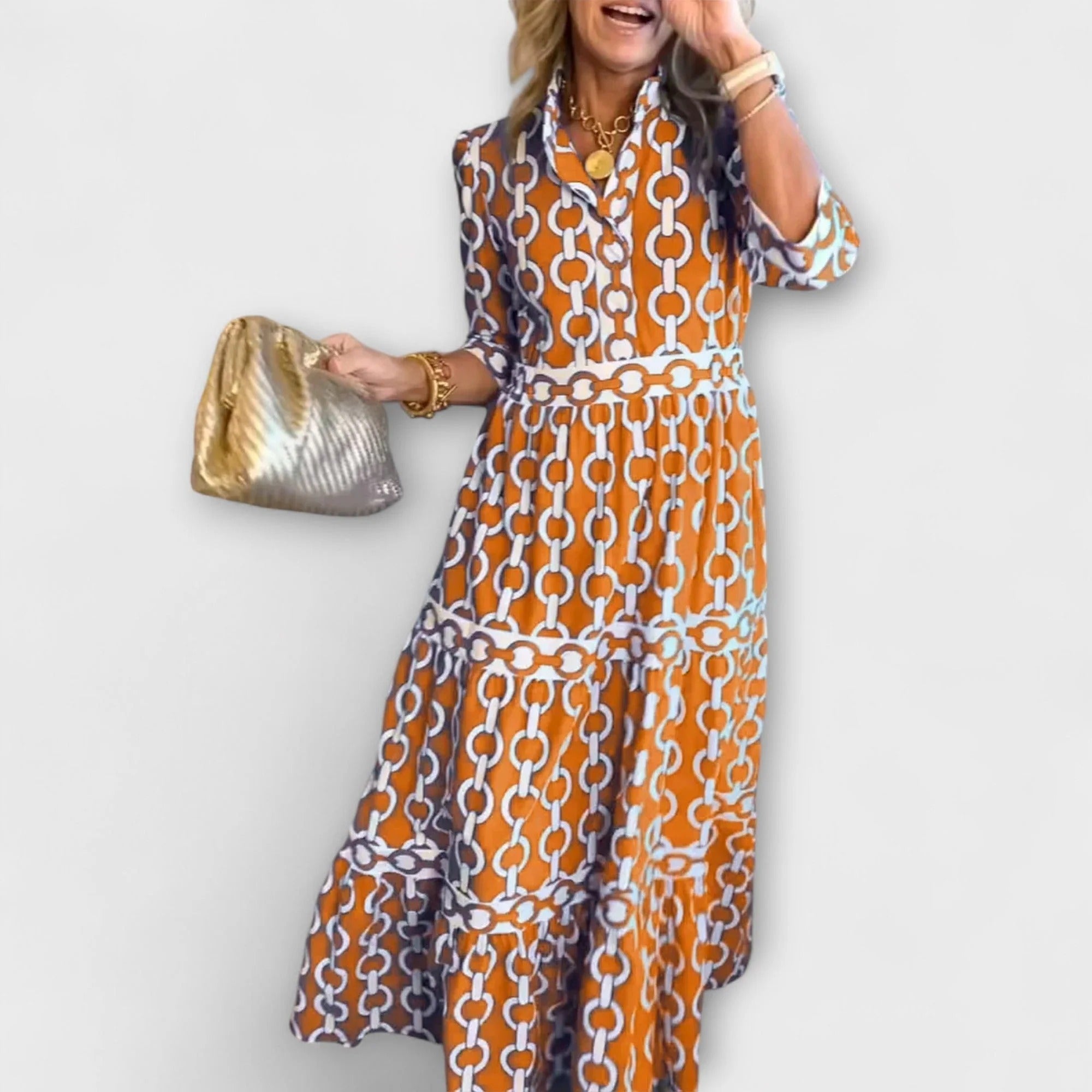 Women's Chain Link Print Midi Dress