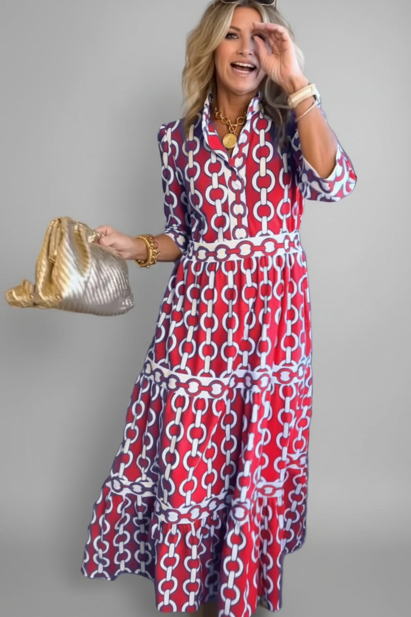 Women's Chain Link Print Midi Dress