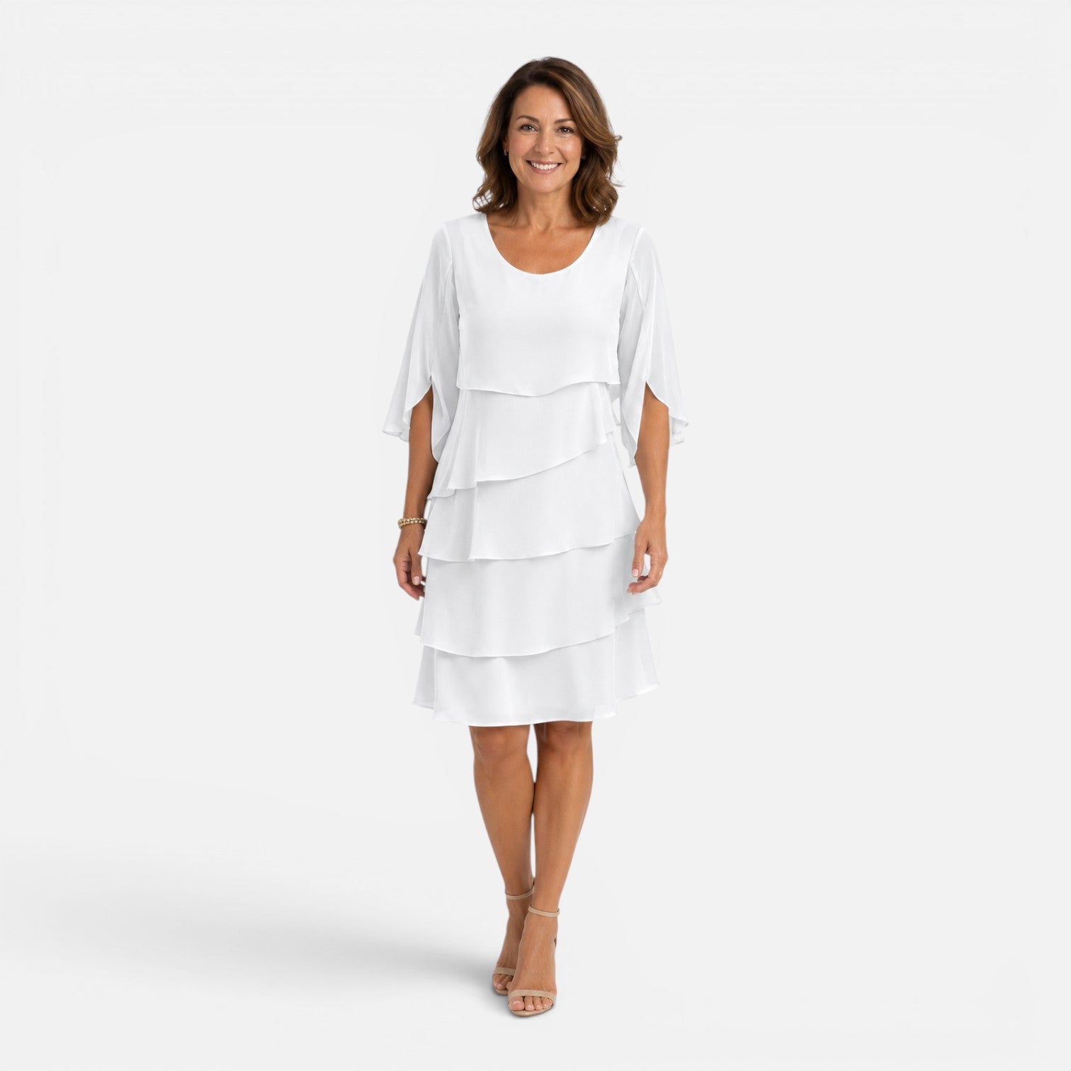 Women's Chiffon Layered Knee Length Dress