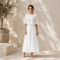 Women's Chiffon Pleated Maxi Dress in Relaxed Fit