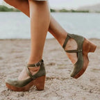 Women’s Closed Toe Wedge Sandals with Ankle Strap