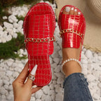 Women’s Croc Embossed Strap Sandals