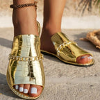 Women’s Croc Embossed Strap Sandals