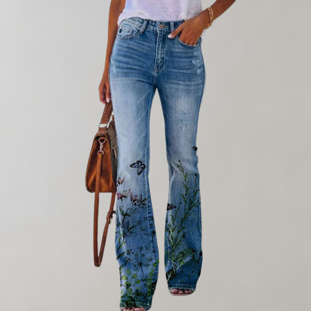 Women’s Flare Leg Pants with Floral Graphics