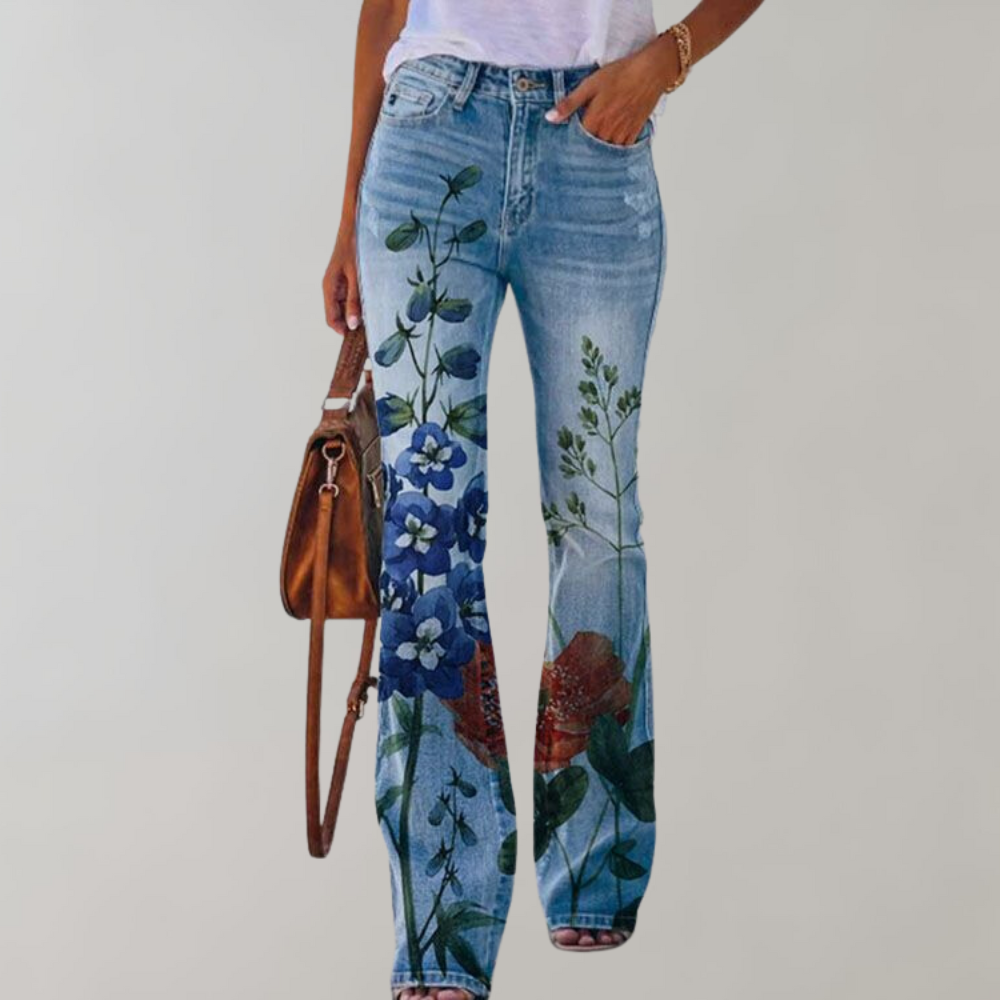 Women’s Flare Leg Pants with Floral Graphics