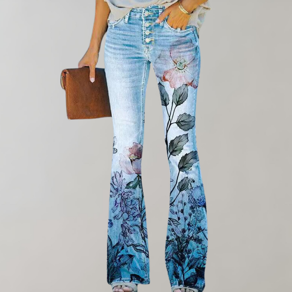 Women’s Flare Leg Pants with Floral Graphics
