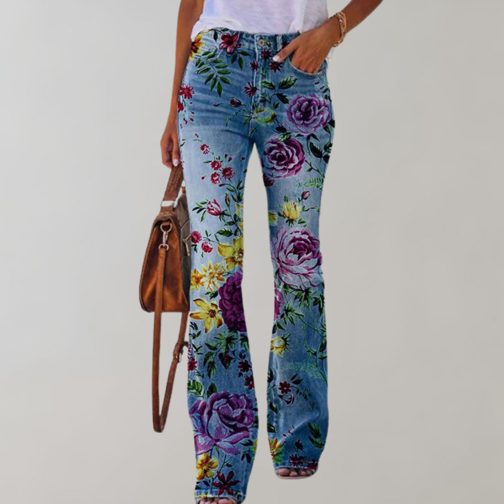 Women’s Flare Leg Pants with Floral Graphics