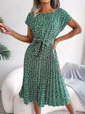 Women’s Floral Print Tie-Waist Midi Dress