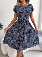 Women’s Floral Print Tie-Waist Midi Dress