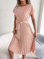 Women’s Floral Print Tie-Waist Midi Dress