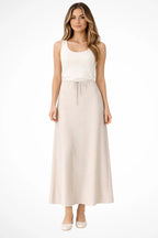 Women's High Waist Maxi Skirt with Drawstring