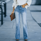 Women’s High Waisted Flared Pants with Frayed Hem