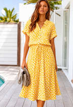 Women's Leopard Print Button-Front Midi Dress
