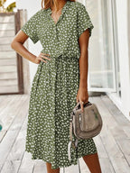 Women's Leopard Print Button-Front Midi Dress