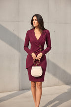 Women’s Long Sleeve Knee Length Dress with Defined Waist