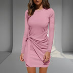 Women’s Long Sleeve Wrap Mini Dress with Side Tie