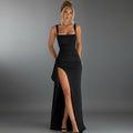 Women’s Square Neck Maxi Dress with Side Slit
