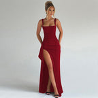 Women’s Square Neck Maxi Dress with Side Slit
