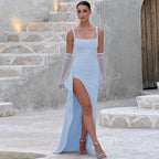 Women’s Square Neck Maxi Dress with Side Slit