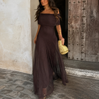 Women’s Off-Shoulder Fitted Maxi Dress