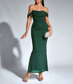Women’s Off-Shoulder Flared Hem Maxi Dress