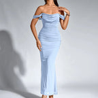 Women’s Off-Shoulder Flared Hem Maxi Dress