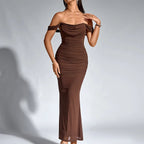 Women’s Off-Shoulder Flared Hem Maxi Dress