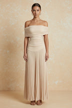 Women’s Off Shoulder Pleated Maxi Dress