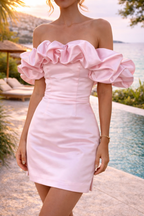 Women’s Off Shoulder Ruffle Detail Mini Dress