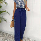 Women’s Paisley Blouse and Wide Leg Pants Set