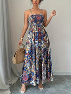 Women’s Paisley Slip Dress with Shirred Detail