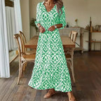 Printed Relaxed Fit V-Neck Maxi Dress