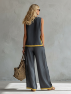 Women’s Sleeveless Top and Wide Leg Pants Set
