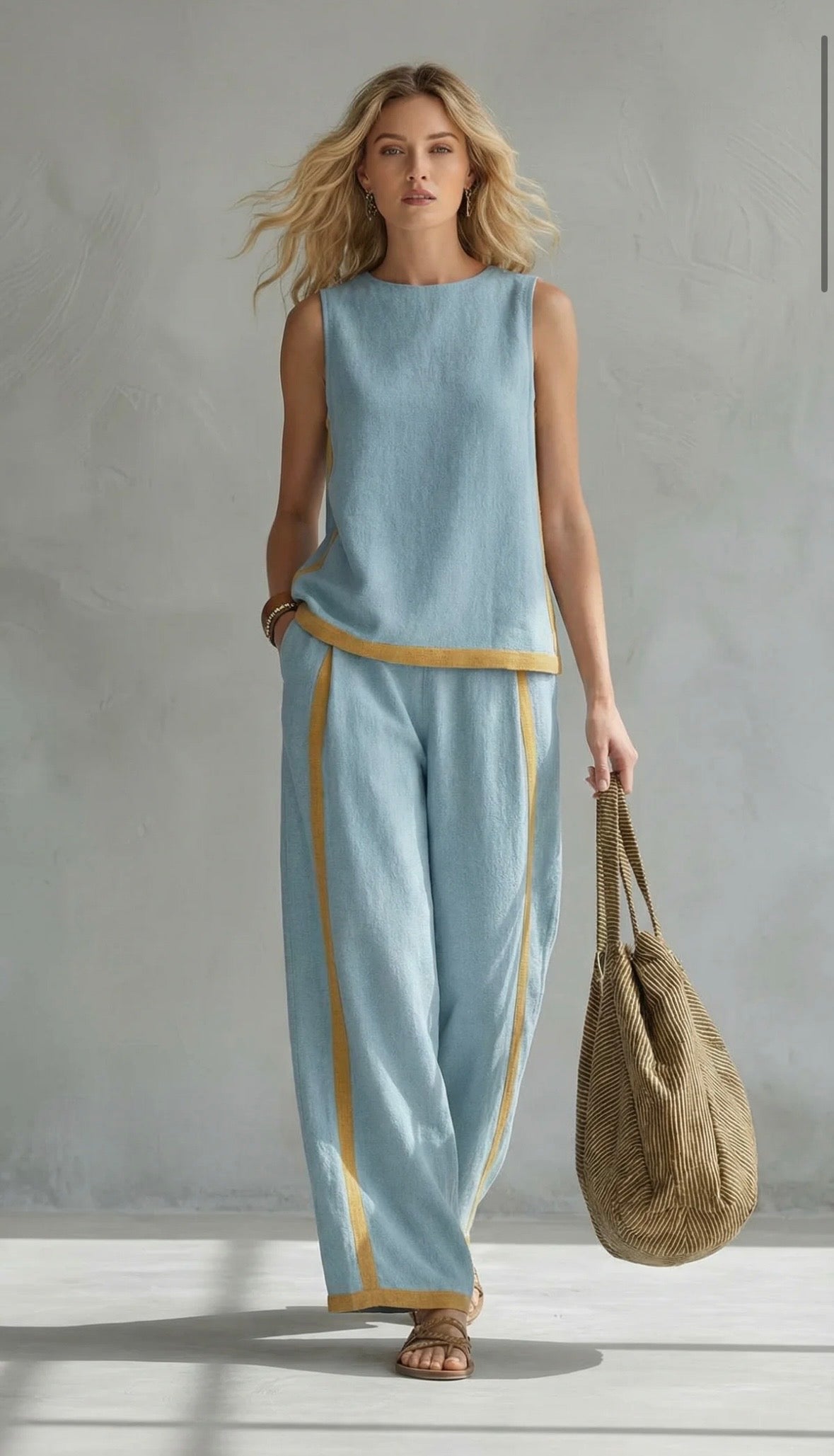 Women’s Sleeveless Top and Wide Leg Pants Set