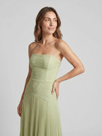 Women's Soft Pleated Maxi Dress | Elegant Flowing Green Summer Gown