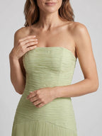 Women's Soft Pleated Maxi Dress | Elegant Flowing Green Summer Gown