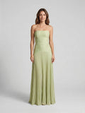 Women's Soft Pleated Maxi Dress | Elegant Flowing Green Summer Gown