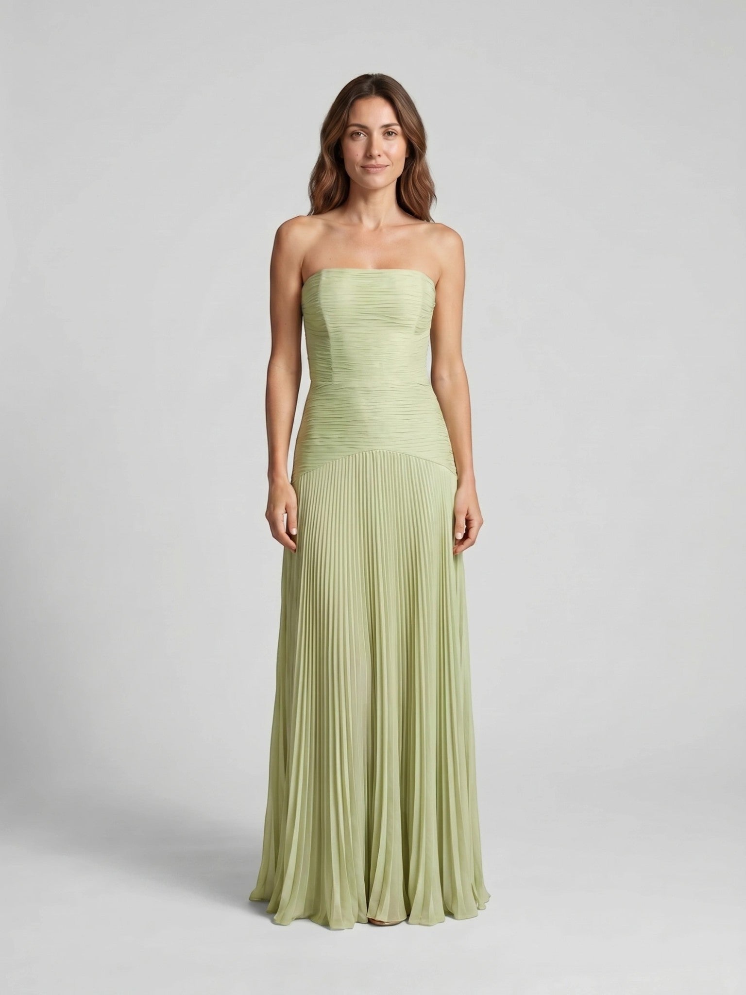 Women's Soft Pleated Maxi Dress | Elegant Flowing Green Summer Gown